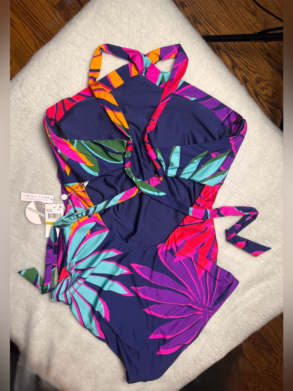 NWT Trina Turk Wailea Reversible One Piece Swimsuit Size 14 Tropical Print - Picture 6 of 11